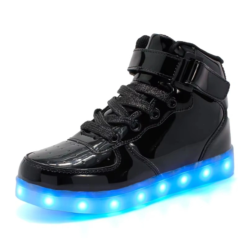 Unisex Gold Glitter Luminous LED USB Skateboard Shoes Party Sneakers
