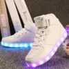 Unisex Gold Glitter Luminous LED USB Skateboard Shoes Party Sneakers