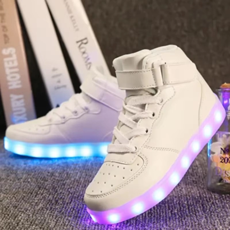 Unisex Gold Glitter Luminous LED USB Skateboard Shoes Party Sneakers