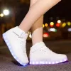 Unisex Gold Glitter Luminous LED USB Skateboard Shoes Party Sneakers