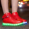 Unisex Gold Glitter Luminous LED USB Skateboard Shoes Party Sneakers