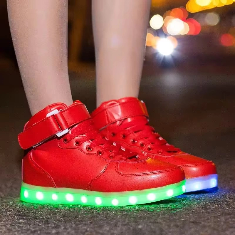 Unisex Gold Glitter Luminous LED USB Skateboard Shoes Party Sneakers