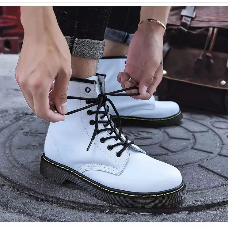 Men Women Martens Boots British Retro Leather High-Top Workwear