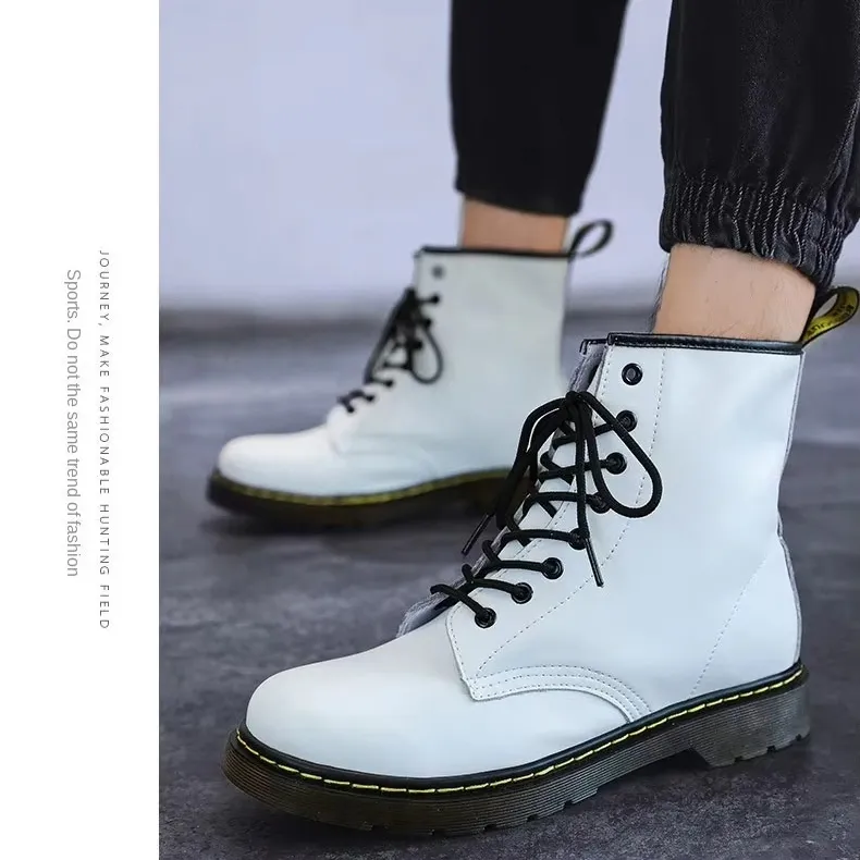 Men Women Martens Boots British Retro Leather High-Top Workwear