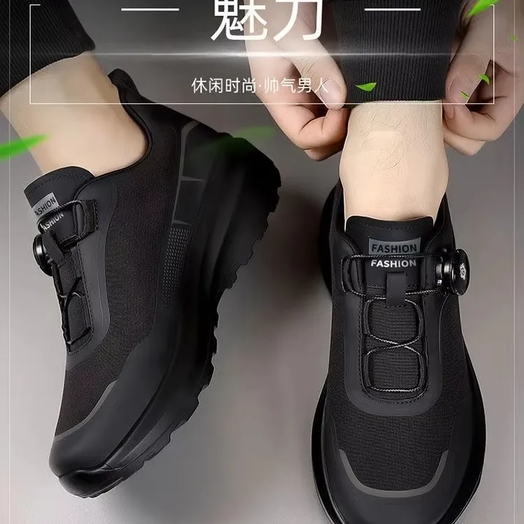 Men's Anti-Slip Thick Sole Dad Shoes Rotating Automatic Lock Hiking