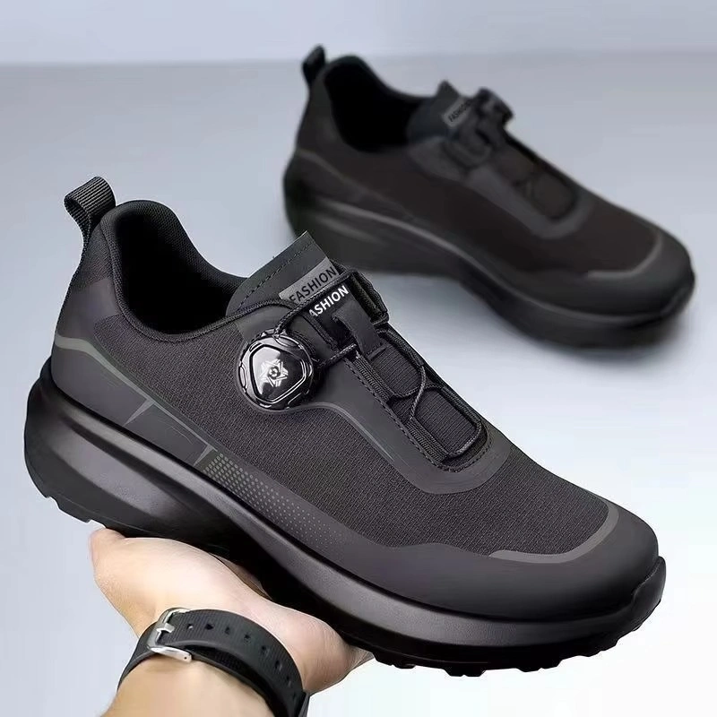 Men's Anti-Slip Thick Sole Dad Shoes Rotating Automatic Lock Hiking