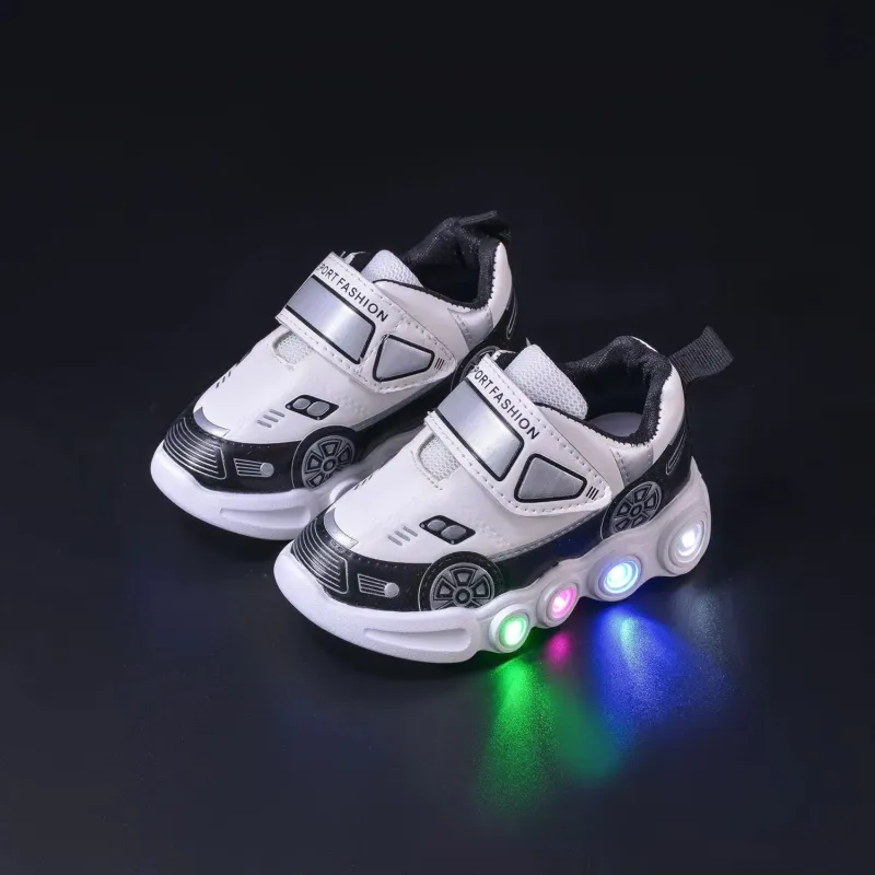 PU Leather Led Lights Children Shoes Kids Sneakers Fashion Casual