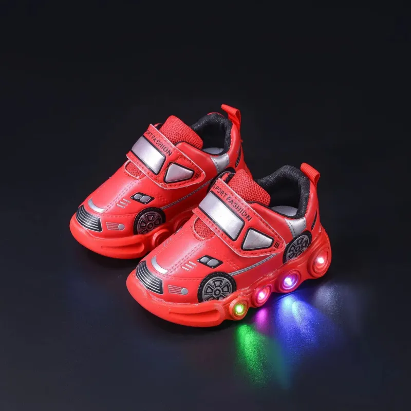 PU Leather Led Lights Children Shoes Kids Sneakers Fashion Casual