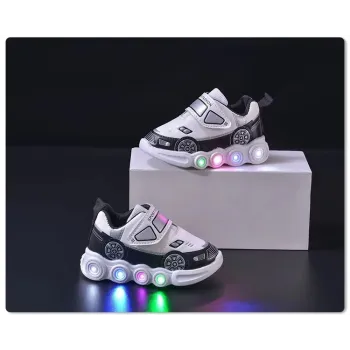 أحذية أطفال جلدية PU مزودة بإضاءة LED، أحذية رياضية للأطفال، أحذية رياضية عصرية غير رسمية