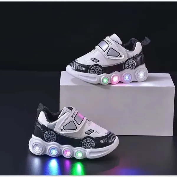 PU Leather Led Lights Children Shoes Kids Sneakers Fashion Casual