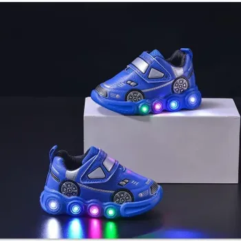 PU Leather Led Lights Children Shoes Kids Sneakers Fashion Casual