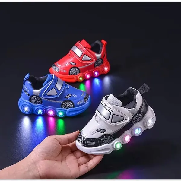 PU Leather Led Lights Children Shoes Kids Sneakers Fashion Casual