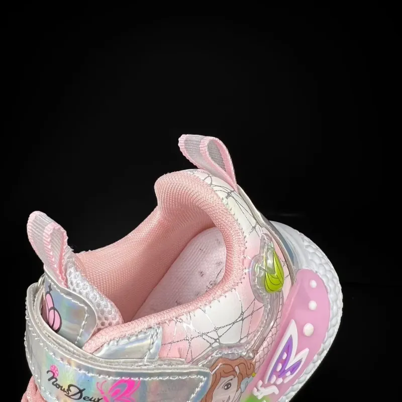 Girls Cartoon Princess Chunky Casual Shoes LED Light Sports