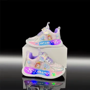 Girls Cartoon Princess Chunky Casual Shoes LED Light Sports
