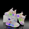 Girls Cartoon Princess Chunky Casual Shoes LED Light Sports