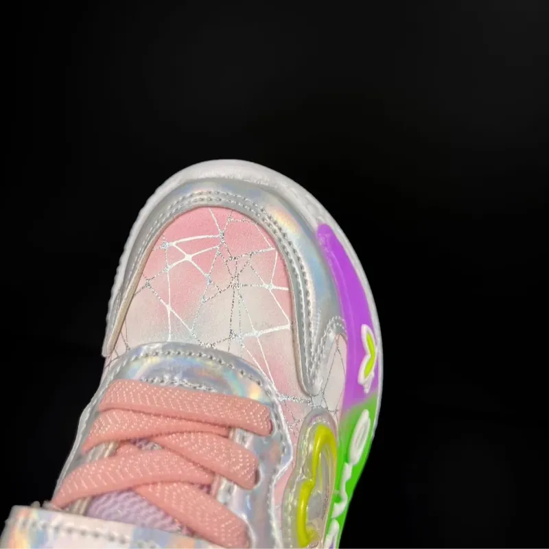 Girls Cartoon Princess Chunky Casual Shoes LED Light Sports