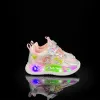 Girls Cartoon Princess Chunky Casual Shoes LED Light Sports