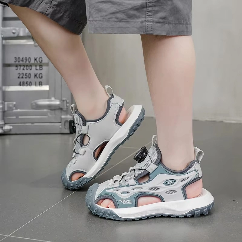 Boys Girls Summer Sandals Closed Toe Quick Lace Outdoor Sports