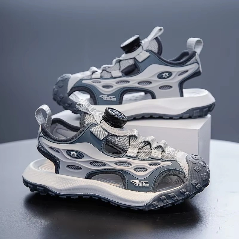 Boys Girls Summer Sandals Closed Toe Quick Lace Outdoor Sports