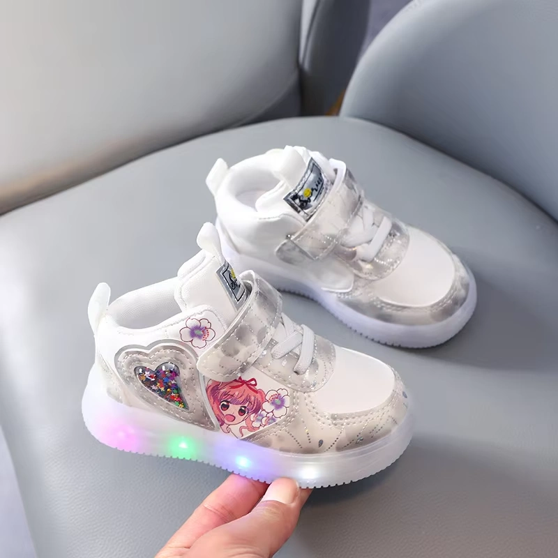 Children's LED Toddler Sneakers Soft-Soled Breathable Light Casual Shoes