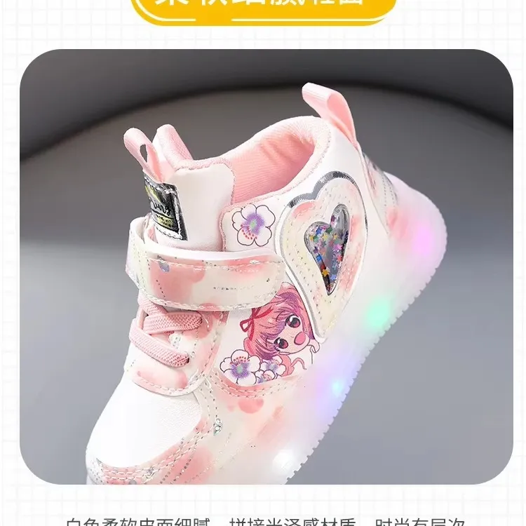 Children's LED Toddler Sneakers Soft-Soled Breathable Light Casual Shoes