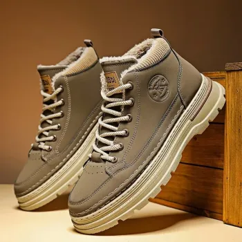 Men's Thickened Warm Snow Boots Slip-On Non-Slip Ankle Martens Style